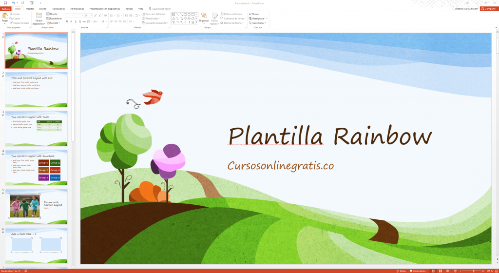 Plantilla rainbow Microsoft powepoint